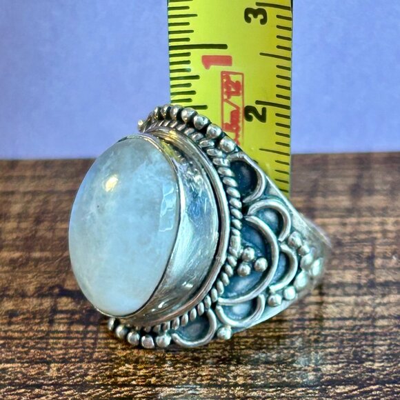 Moonstone Statement Ring Womens Size 9 Sterling Silver - Picture 4 of 6